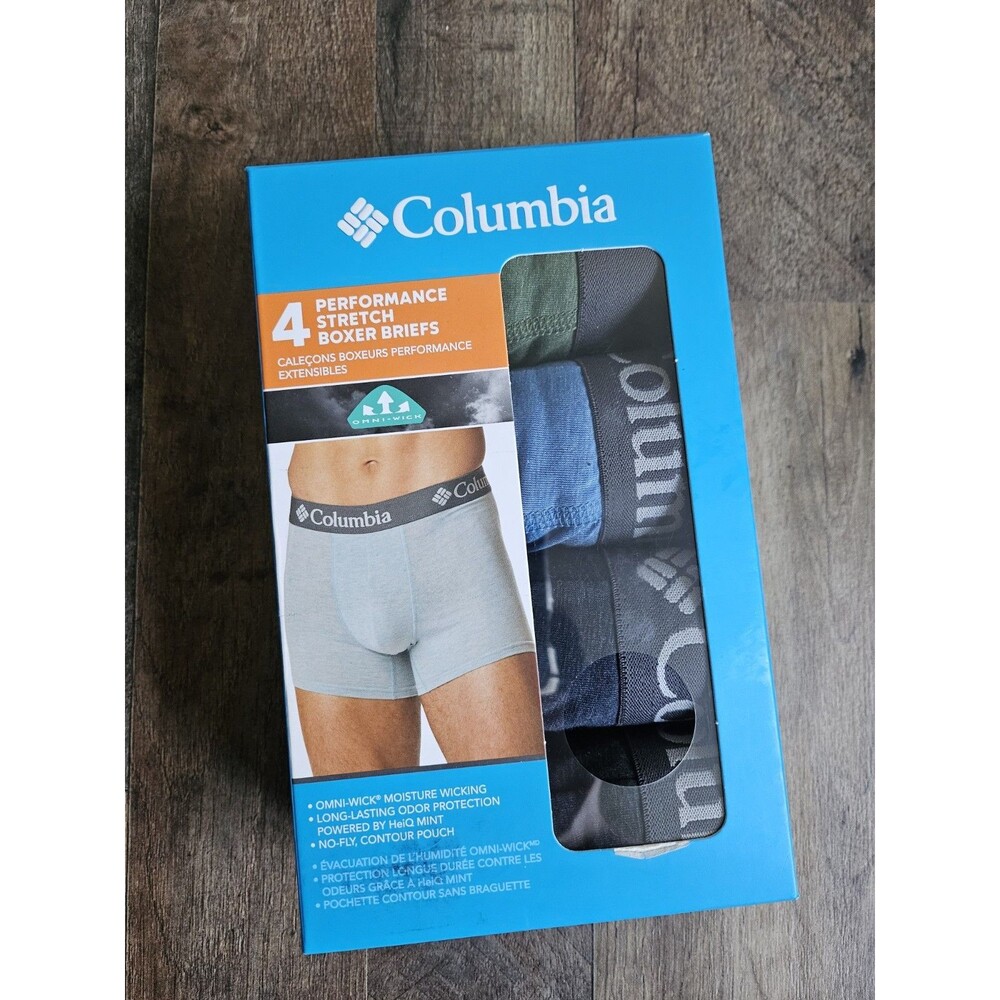 Columbia Performance Stretch Boxer Briefs 4-Pack Omni-Wick Gorpcore New S